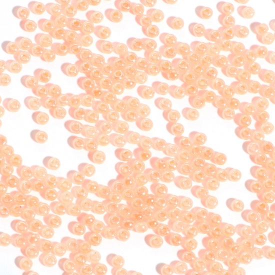 Picture of Glass Seed Beads Round Rocailles Orange Pink Pearlized Imitation Jade 2mm x 1.5mm, Hole: Approx 0.5mm, 100 Grams