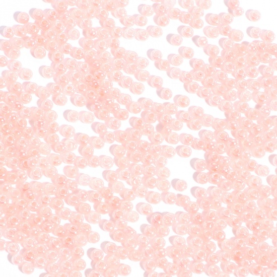 Picture of Glass Seed Beads Round Rocailles Pale Pinkish Gray Pearlized Imitation Jade 2mm x 1.5mm, Hole: Approx 0.5mm, 100 Grams