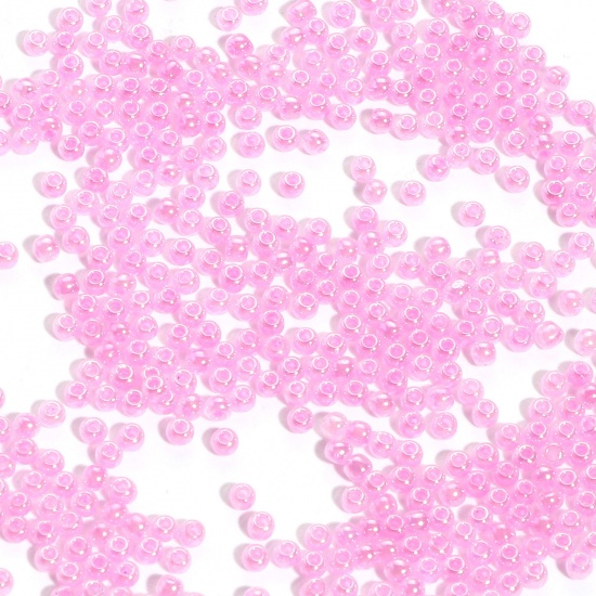 Picture of Glass Seed Beads Round Rocailles Mauve Pearlized Imitation Jade 2mm x 1.5mm, Hole: Approx 0.5mm, 100 Grams