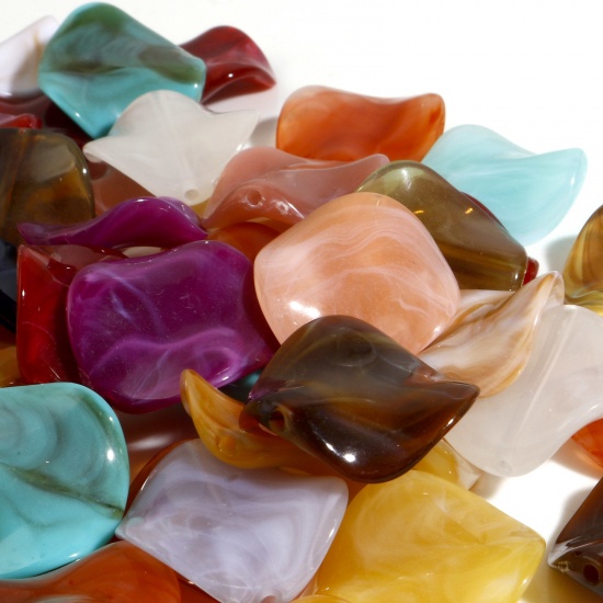 Picture of Acrylic Beads Petaline At Random Color Mixed Imitation Stone About 24mm x 24mm, Hole: Approx 1.7mm, 50 PCs