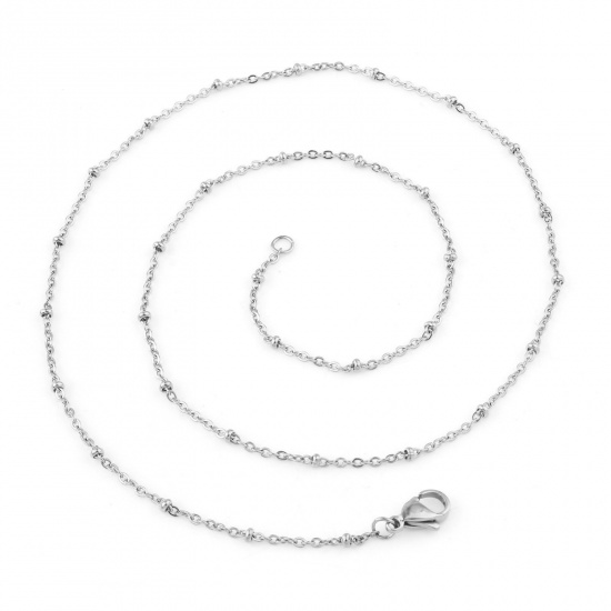 Bild von 304 Edelstahl Gliederkette Kette Halskette Silberfarbe Handgefertigt 50cm lang, 1 Strang