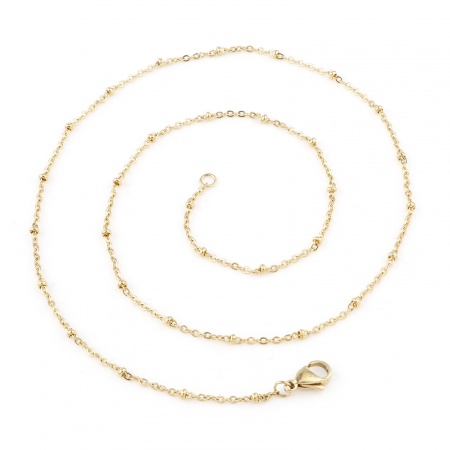 Image de Colliers En Gros Doré en 304 Acier Inoxydable, Fait Main Chaîne Maille Forçat, Unisexe Placage sous Vide Minimaliste Cadeau Bijoux pour Détaillants 50cm long, Taille de la Chaîne: 1.6mm, 1 Pièce