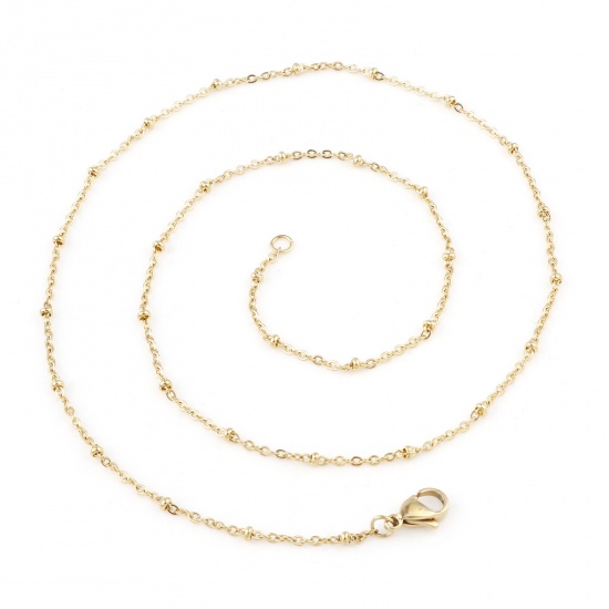Picture of 304 Stainless Steel Link Cable Chain Necklace For DIY Jewelry Making Gold Plated Handmade 50cm(19 5/8") long, 1 Piece