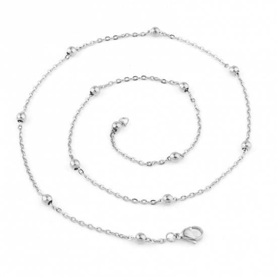 Bild von 304 Edelstahl Gliederkette Kette Halskette Silberfarbe Handgefertigt 50cm lang, 1 Strang