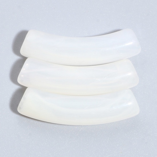 Bild von Acryl Perlen gebogenes Rohr Weiß ca. 3.2cm x 0.8cm, Loch:ca. 1.6mm, 50 Stück