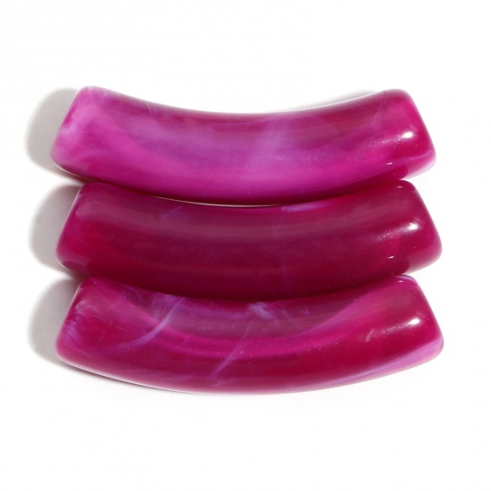 Image de Perles en Acrylique Tube Courbé Prune 3.2cm x 0.8cm, Trou: env. 1.6mm, 50 Pcs