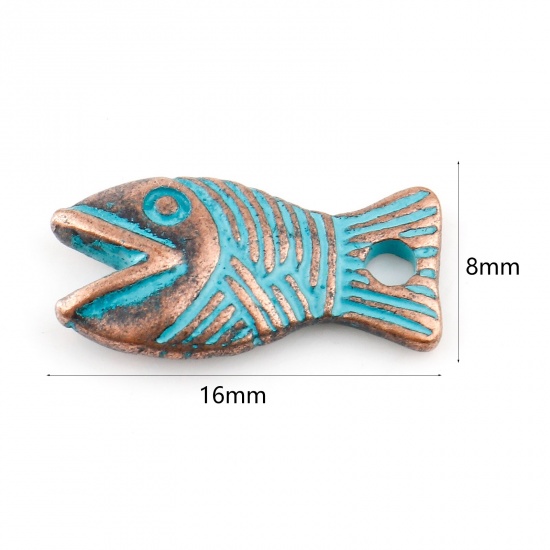 Picture of Zinc Based Alloy Patina Charms Fish Animal Antique Copper 16mm x 8mm, 20 PCs