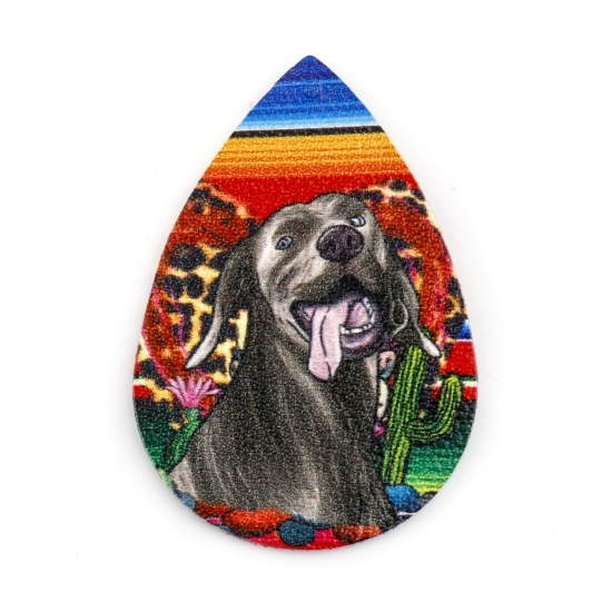 Изображение PU Мемориалдомашних любимецов Подвески водяная капля Разноцветный Собака 5.5см x 3.8см, 5 ШТ