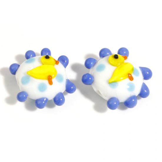 Picture of Lampwork Glass Beads Round White Duck About 21x20mm - 19x17mm, Hole: Approx 1.5mm, 2 PCs