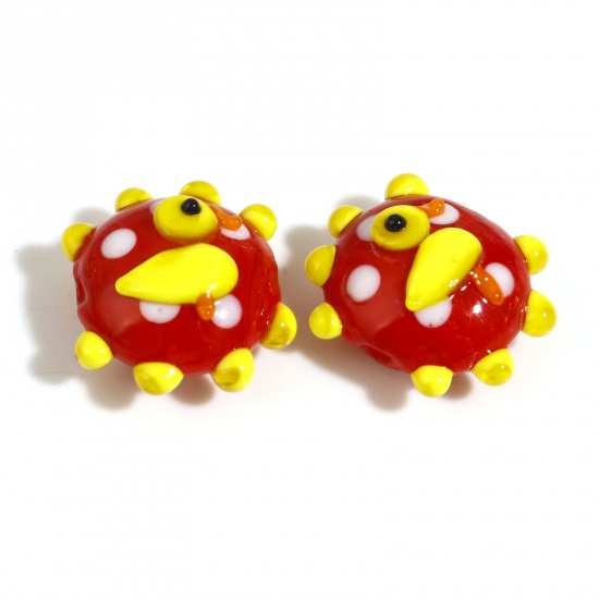 Picture of Lampwork Glass Beads Round Red Duck About 21x20mm - 19x17mm, Hole: Approx 1.5mm, 2 PCs