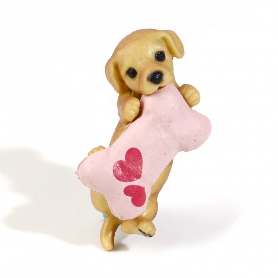 Picture of Resin Cute Pendants Labrador Retriever Dog Brown 3D 4.7cm x 2cm, 1 Piece