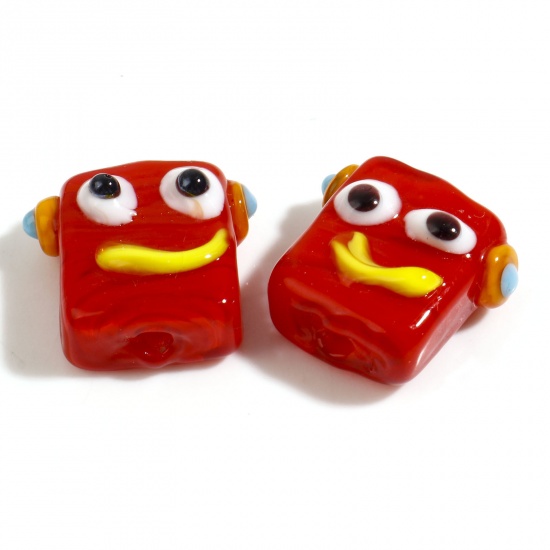 Picture of Lampwork Glass Beads Robot Red About 18mm x 16mm, Hole: Approx 1.6mm, 2 PCs