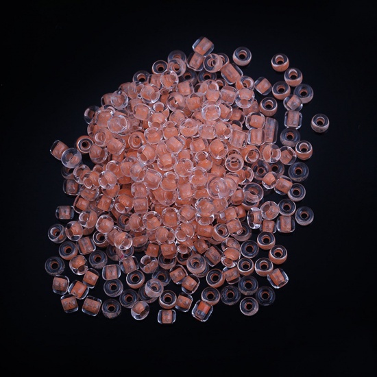 Picture of Glass Seed Beads Round Rocailles Orange Color-centered Glow In The Dark Luminous 3mm x 2mm, Hole: Approx 0.8mm, 100 Grams(About 4160 PCs)