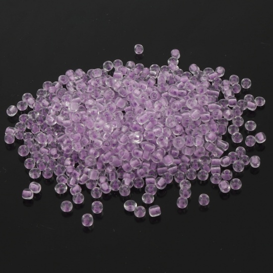 Picture of Glass Seed Beads Round Rocailles Purple Color-centered Glow In The Dark Luminous 3mm x 2mm, Hole: Approx 0.8mm, 100 Grams