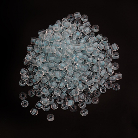 Picture of Glass Seed Beads Round Rocailles Light Blue Color-centered Glow In The Dark Luminous 3mm x 2mm, Hole: Approx 0.8mm, 100 Grams