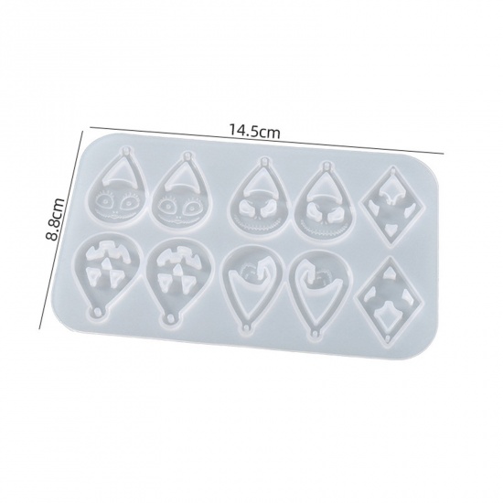 Picture of Silicone Halloween Resin Mold For Pendants Earring Jewelry Making Drop White 14.5cm x 8.8cm, 1 Piece