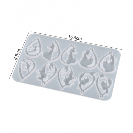 Picture of Silicone Halloween Resin Mold For Pendants Earring Jewelry Making Drop White 16.5cm x 8.8cm, 1 Piece