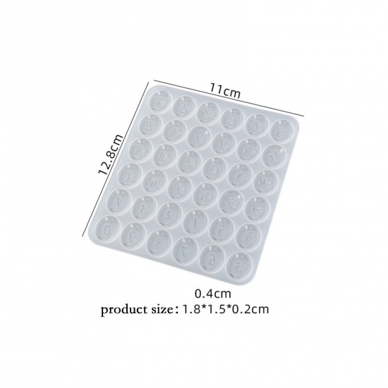 Picture of Silicone Resin Mold For Pendants Earring Jewelry Making Oval Initial Alphabet/ Capital Letter White 12.8cm x 11cm, 1 Piece