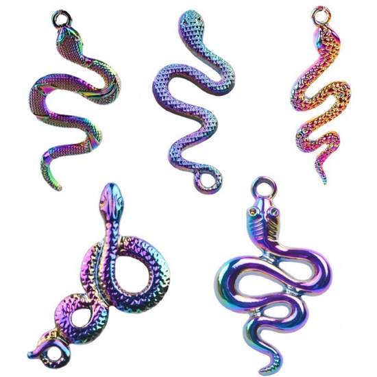 Picture of Zinc Based Alloy Insect Charms AB Color Snake Animal Plating 1 Set ( 5 PCs/Set)