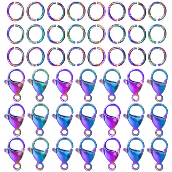 Bild von Zinklegierung Charms Regenbogenfarbe Plattiert Geschirr 1 Set ( 7 Stück/Set)