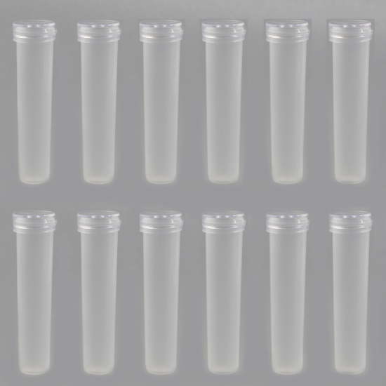 Picture of Plastic Floral Vials Flower Water Tubes With Caps White Cylinder 7.2cm x 1.9cm, 30 PCs
