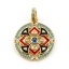Immagine di Ottone Micro Intarsio Charms Colore Oro 14K Nero & Rosso Tondo Smalto Multicolore Cubic Zirconiae 29mm x 1 Pz
