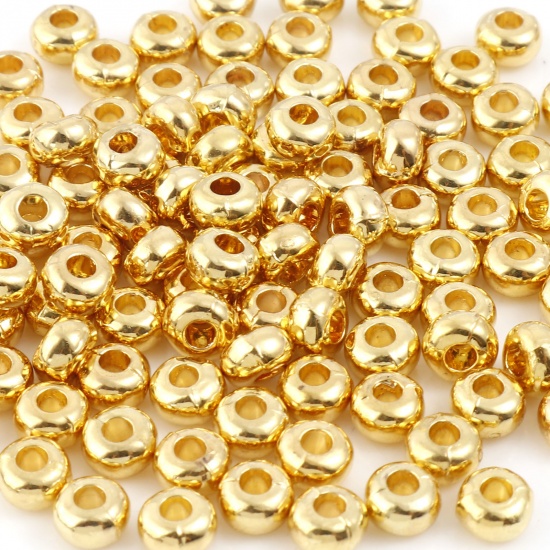 Bild von Zinklegierung Quetschperlen Gold Gefüllt Rund ca. 5mm Dia, Loch: ca. 1.6mm, 20 Stück
