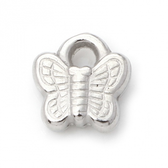 Bild von Acryl Insekt Charms Schmetterling Silbrig 7mm x 7mm, 20 Stück