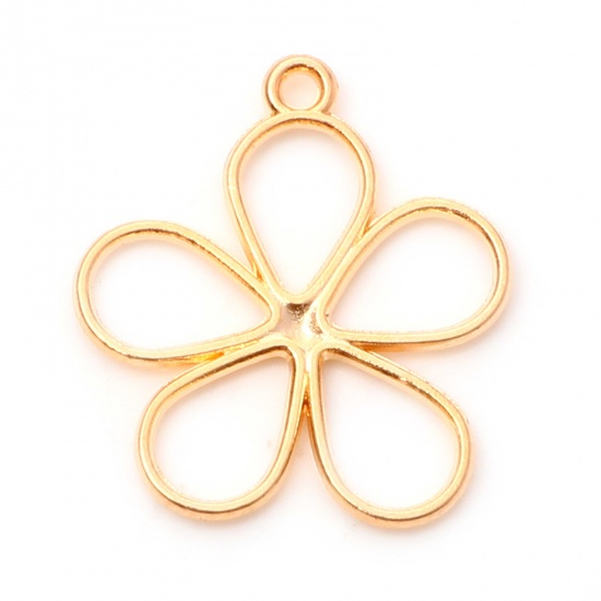 Picture of Zinc Based Alloy Charms KC Gold Plated Flower Hollow 19mm x 17mm, 100 PCs