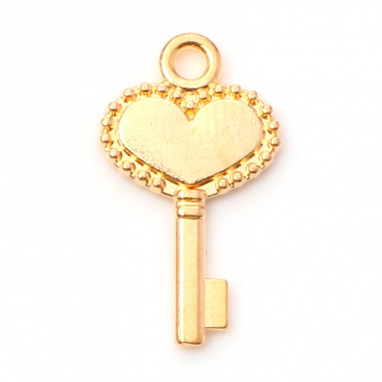 Picture of Zinc Based Alloy Charms KC Gold Plated Key 18mm x 10mm, 50 PCs