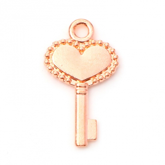 Picture of Zinc Based Alloy Charms Rose Gold Key 18mm x 10mm, 50 PCs