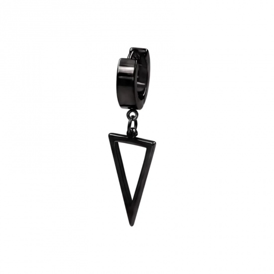 Bild von Edelstahl Geometrie Serie Ohrreifen Schwarz Rund Dreieck 35mm, Drahtstärke: (18 gauge), 2 Stück