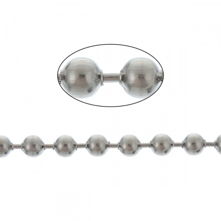 Изображение Stainless Steel Ball Chain Silver Tone 1mm, 2 M