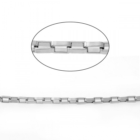 Bild von 2 Meter Edelstahl Venezianerkette Für handgefertigte Schmuckherstellung Silberfarbe 4x2mm