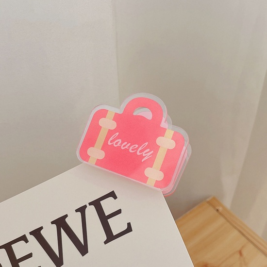 Picture of Pink - 9# Creative Cute Handbag Acrylic Binder Clip Student Stationery 5.8x4cm, 1 Piece