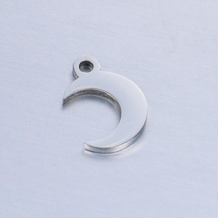 Immagine di 304 Acciaio Inossidabile Galassia Charms Luna Tono Argento Lucidato 9.5mm x 7mm, 5 Pz