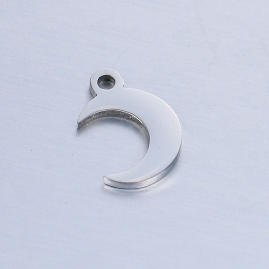 Immagine di 304 Acciaio Inossidabile Galassia Charms Luna Tono Argento Lucidato 9.5mm x 7mm, 5 Pz