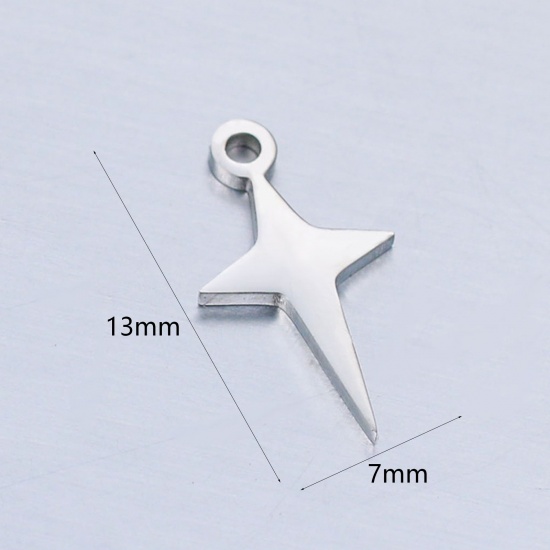 Immagine di 304 Acciaio Inossidabile Galassia Charms Stella Tono Argento Lucidato 13mm x 7mm, 5 Pz