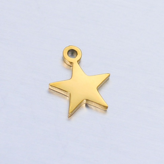 Immagine di 304 Acciaio Inossidabile Galassia Charms Stella a Cinque Punte Oro Placcato Lucidato 9.5mm x 7mm, 5 Pz