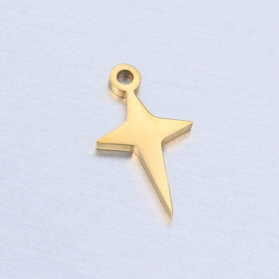 Immagine di 304 Acciaio Inossidabile Galassia Charms Stella Oro Placcato Lucidato 13mm x 7mm, 5 Pz