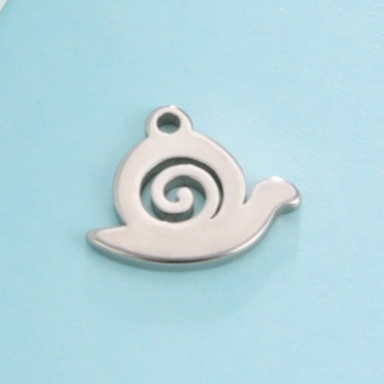 Immagine di Acciaio Inossidabile Charms Chiocciola Tono Argento Filigrana 11.1mm x 9.5mm, 10 Pz