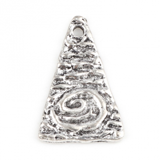 Immagine di Lega di Zinco Maya Charms Triangolo Argento Antico Spirale 18mm x 12mm , 20 Pz
