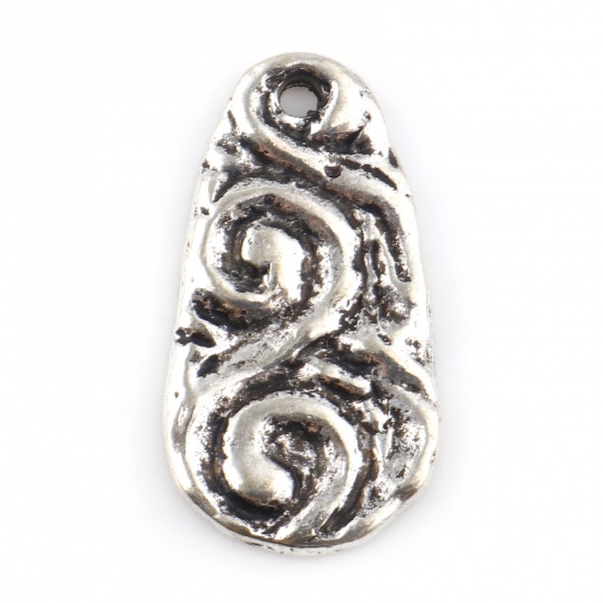 Immagine di Lega di Zinco Maya Charms Goccia Argento Antico Spirale 20mm x 11mm , 20 Pz