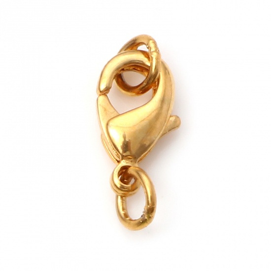 Immagine di Ottone Fibbia Aragosta Oro Placcato Con Anello 10mm x 6mm, 5 Pz                                                                                                                                                                                               