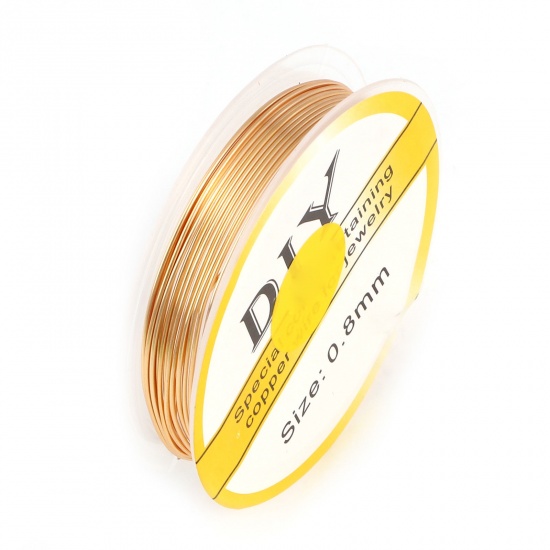 Picture of Copper Beading Wire Thread Cord 14K Gold Color 0.8mm, (20 gauge), 1 Roll (Approx 2.6 M/Roll)
