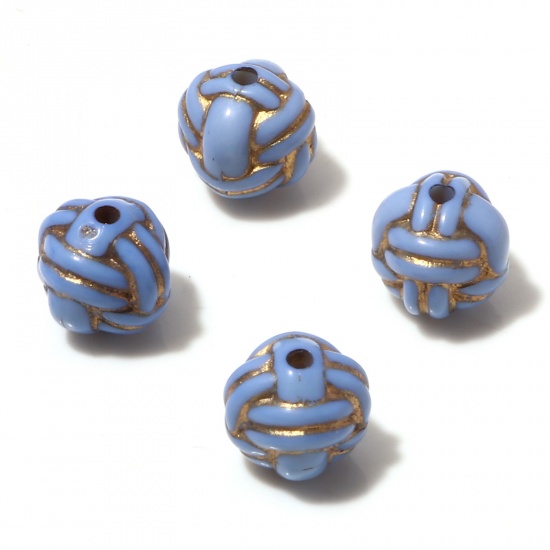 Picture of Acrylic Retro Beads Knot Steel Gray About 11mm x 10mm, Hole: Approx 1.7mm, 10 PCs