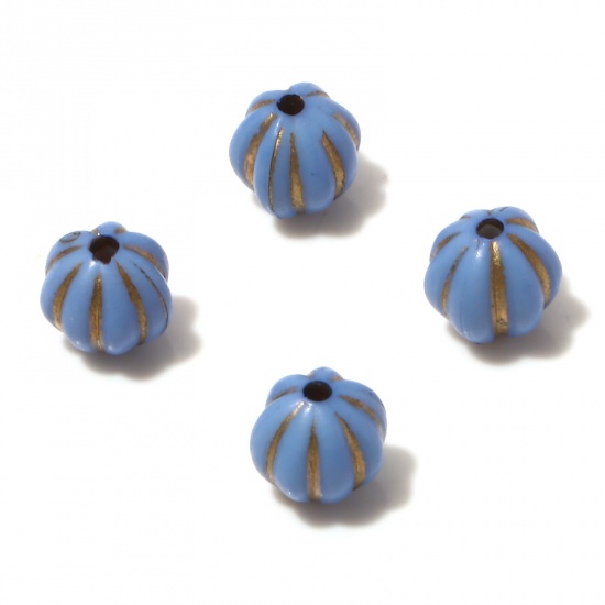 Picture of Acrylic Retro Beads Pumpkin Steel Gray About 8mm x 7mm, Hole: Approx 1.3mm, 10 PCs