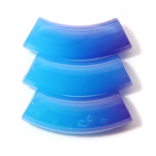 Picture of Acrylic Beads Curved Tube Blue Gradient Color About 3.7cm x 1.2cm, Hole: Approx 2.4mm, 20 PCs