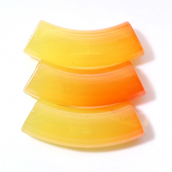 Picture of Acrylic Beads Curved Tube Yellow Gradient Color About 3.7cm x 1.2cm, Hole: Approx 2.4mm, 20 PCs