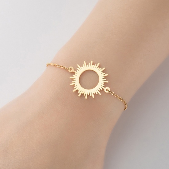 Picture of Stainless Steel Galaxy Bracelets Gold Plated Sun Hollow 13.5cm(5 3/8") long, 1 Piece